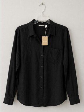 Ecothreads Womens Plus Size 3X  Black Long Sleeve Button-up Lyocell Shirt NEW